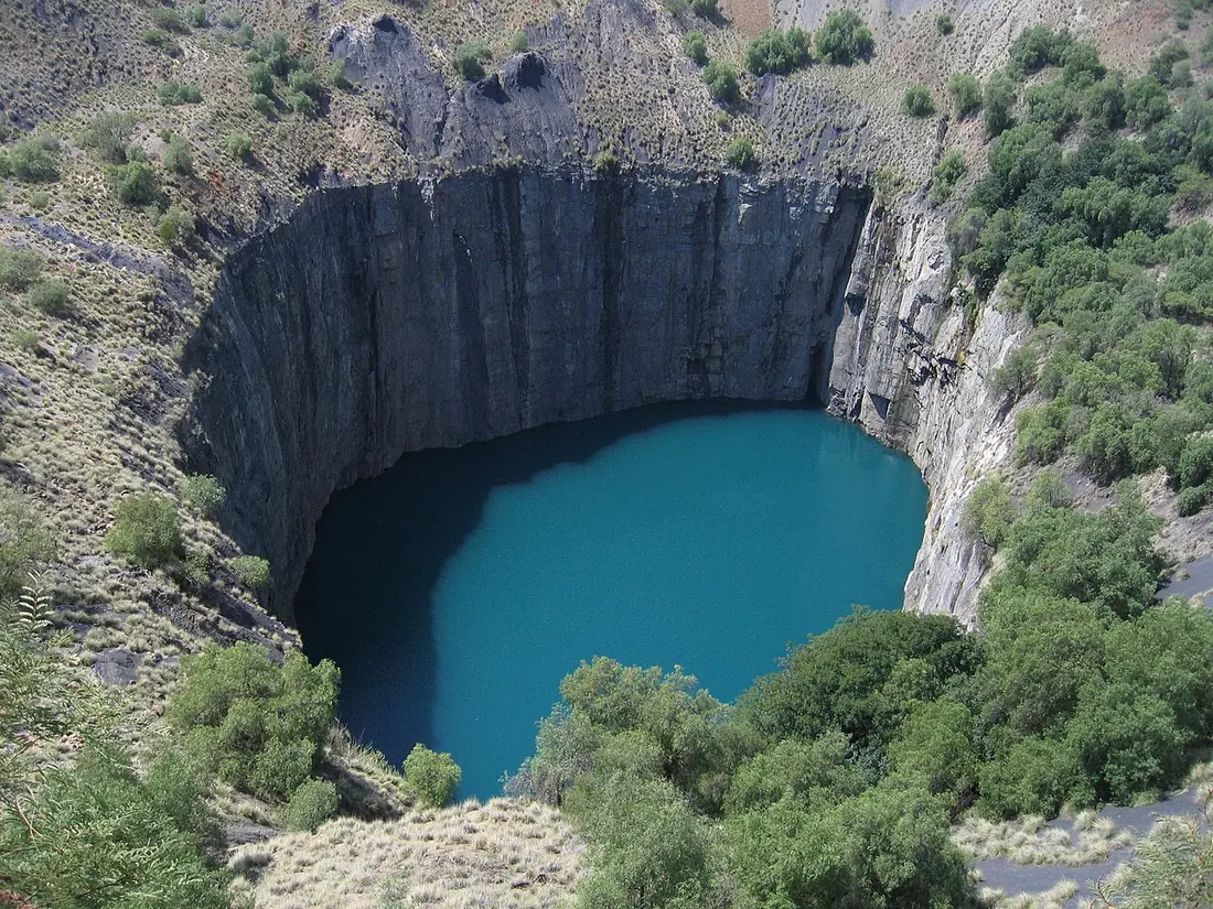 The Big Hole, the flooded open-pit diamond mine at Kimberley, South Africa